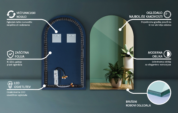 Espelho arco LED 40x70 cm