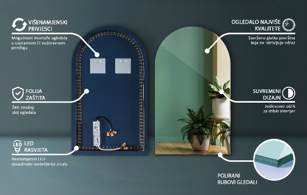 Espelho arco LED 40x70 cm