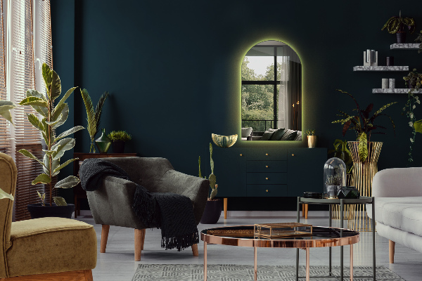 Espelho semi oval iluminado 50x90 cm