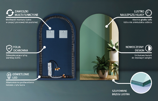 Espelho arco LED 60x100 cm