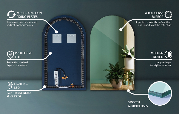 Espelho arco LED 60x100 cm
