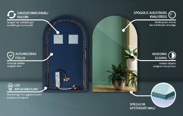 Espelho arco LED 60x100 cm