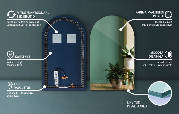 Espelho arco LED 60x100 cm