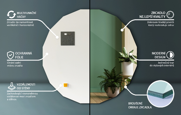 Espelho de forma geométrica design único 60x60 cm