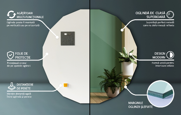 Espelho de forma geométrica design único 60x60 cm