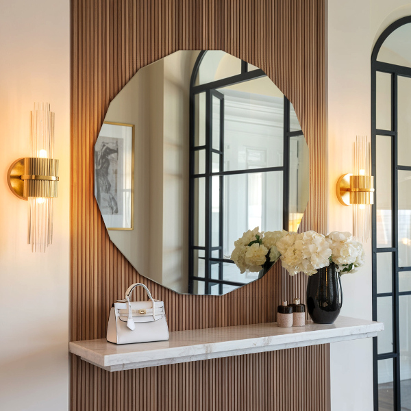 Espelho geométrico decorativo estético 80x80 cm