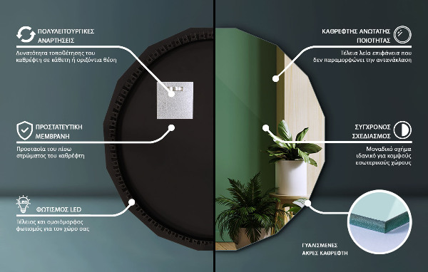 Espelho poligonal LED 100x100 cm