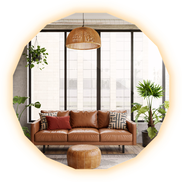 Espelho poligonal LED 50x50 cm