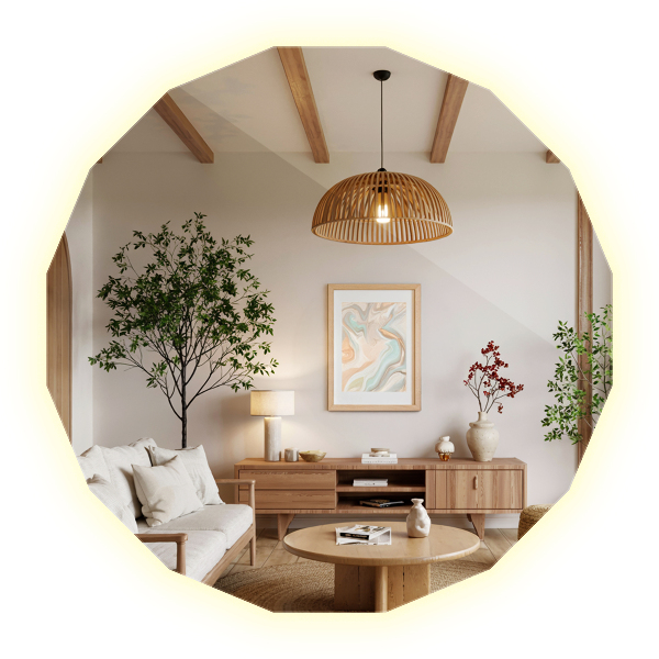 Espelho poligonal LED 60x60 cm