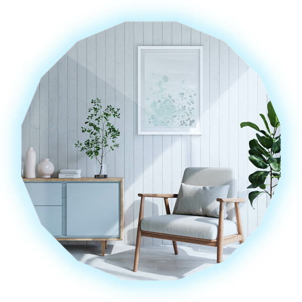 Espelho poligonal LED 60x60 cm