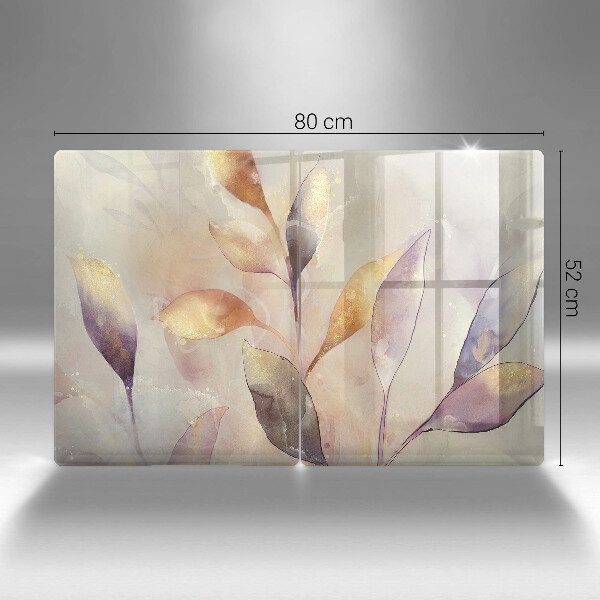 Proteção de parede do fogão a gás Folhas pintadas em estilo boho