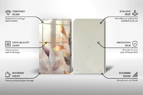 Proteção de parede do fogão a gás Folhas pintadas em estilo boho