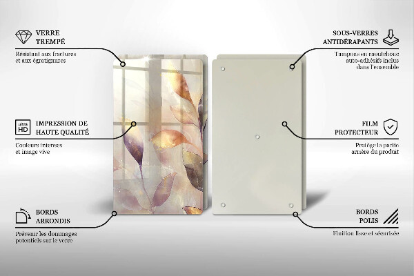 Proteção de parede do fogão a gás Folhas pintadas em estilo boho