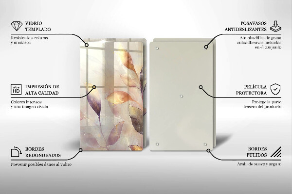 Proteção de parede do fogão a gás Folhas pintadas em estilo boho