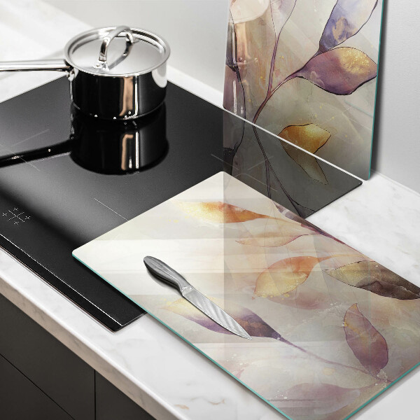 Proteção de parede do fogão a gás Folhas pintadas em estilo boho