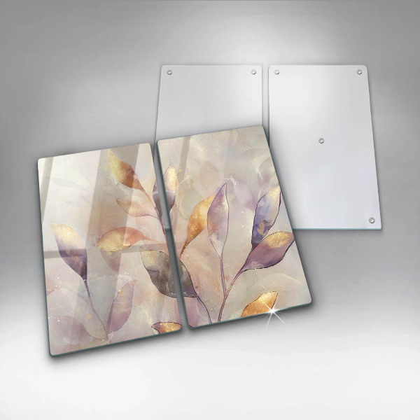 Proteção de parede do fogão a gás Folhas pintadas em estilo boho