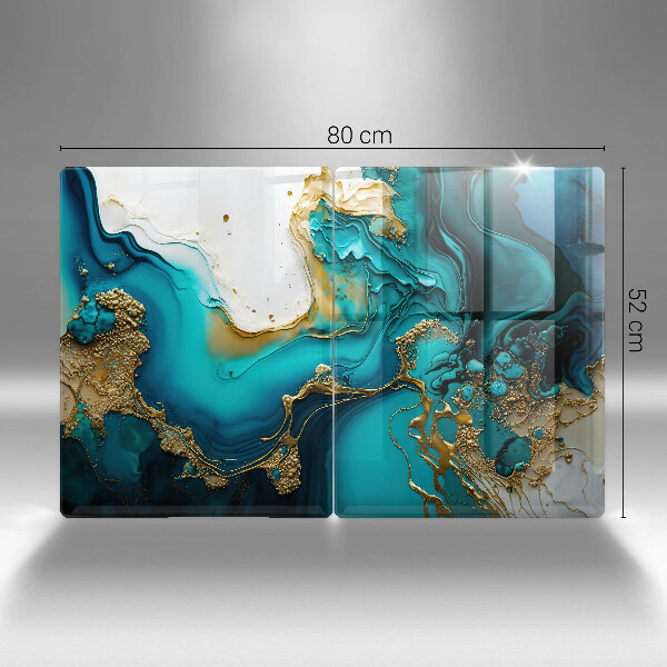 Tampa de parede do fogão a gás Abstração turquesa