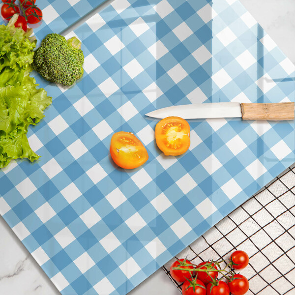 Revestir a parede da cozinha Xadrez azul e branco