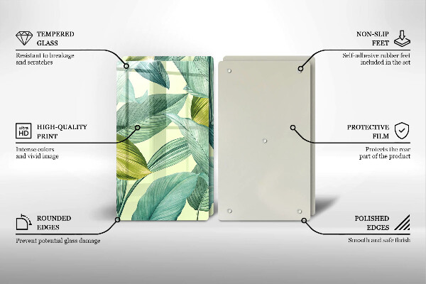 Tampa de parede do fogão a gás Folhas tropicais verdes