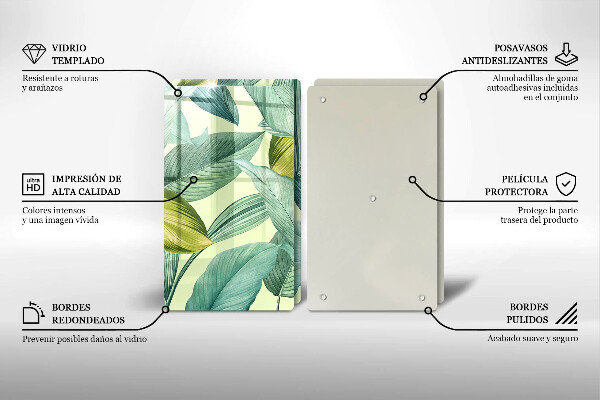 Tampa de parede do fogão a gás Folhas tropicais verdes