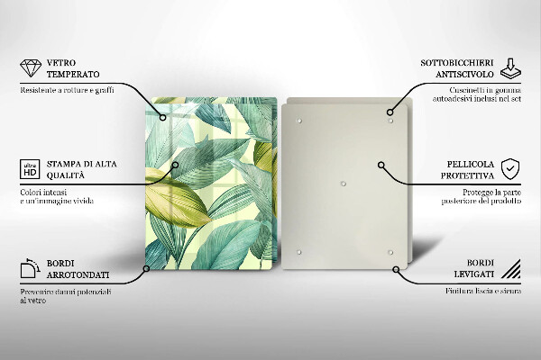 Tampa de parede do fogão a gás Folhas tropicais verdes