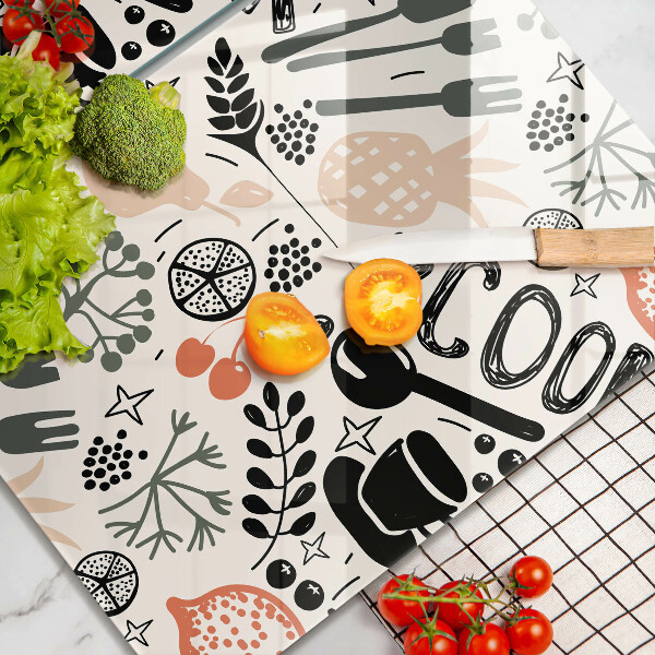 Tampa de parede do fogão a gás Motivo de cozinha desenhado