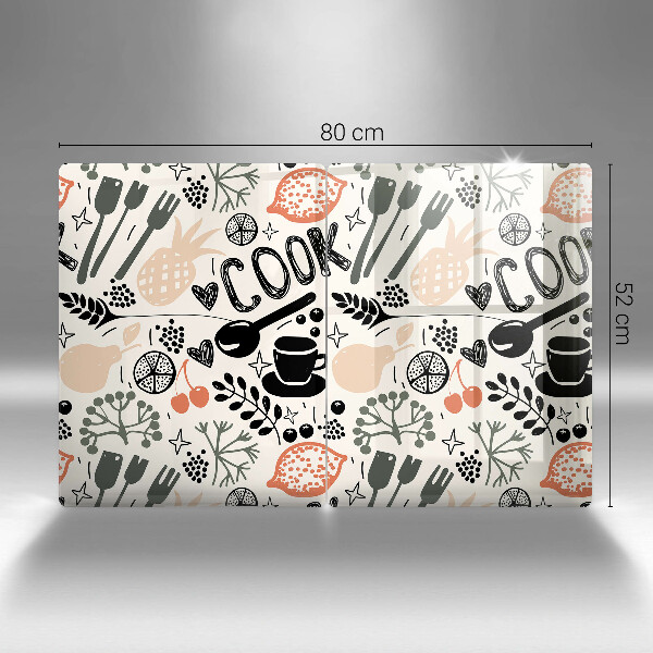 Tampa de parede do fogão a gás Motivo de cozinha desenhado