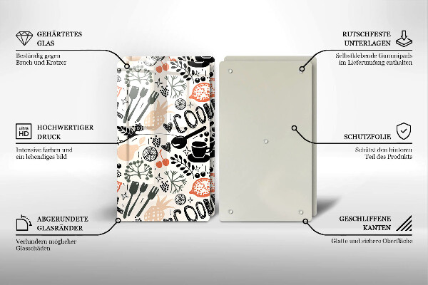 Tampa de parede do fogão a gás Motivo de cozinha desenhado