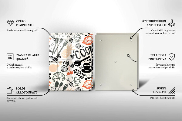 Tampa de parede do fogão a gás Motivo de cozinha desenhado