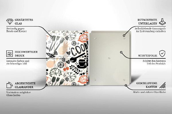 Tampa de parede do fogão a gás Motivo de cozinha desenhado