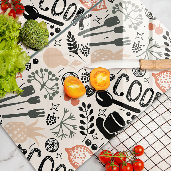 Tampa de parede do fogão a gás Motivo de cozinha desenhado