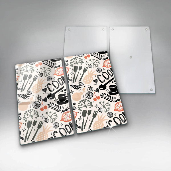 Tampa de parede do fogão a gás Motivo de cozinha desenhado