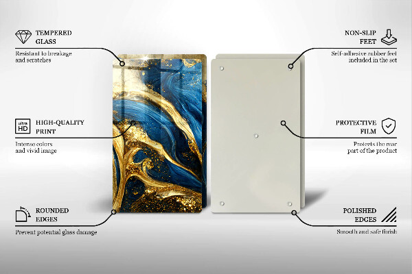 Cobertura de indução Mármore azul e dourado