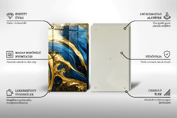 Cobertura de indução Mármore azul e dourado