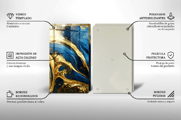 Cobertura de indução Mármore azul e dourado