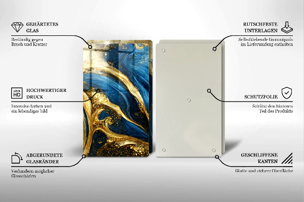 Cobertura de indução Mármore azul e dourado