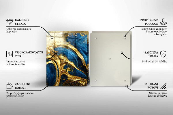 Cobertura de indução Mármore azul e dourado