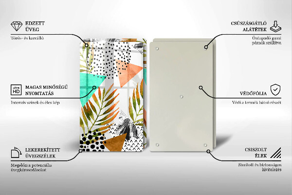 Tampa de parede do fogão a gás Padrão boho de folhas