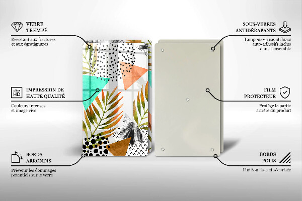 Tampa de parede do fogão a gás Padrão boho de folhas