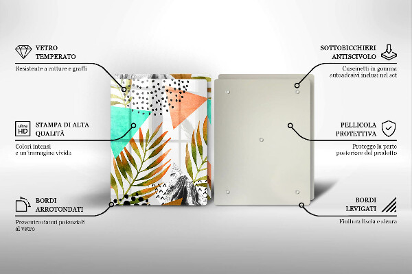 Tampa de parede do fogão a gás Padrão boho de folhas