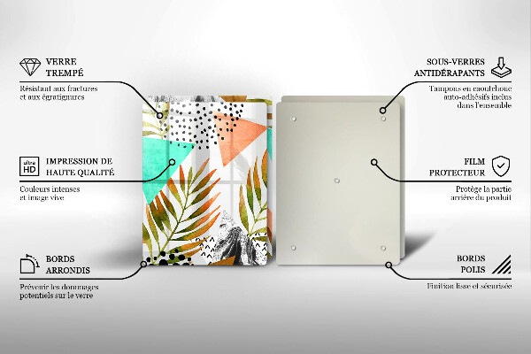 Tampa de parede do fogão a gás Padrão boho de folhas