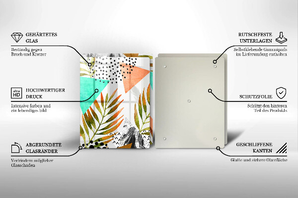 Tampa de parede do fogão a gás Padrão boho de folhas