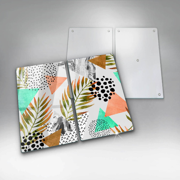 Tampa de parede do fogão a gás Padrão boho de folhas