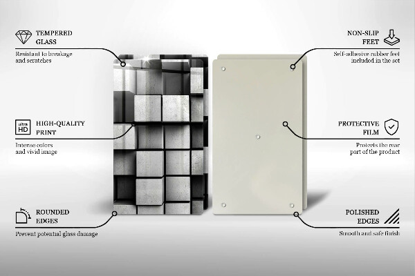 Placa de proteção para o fogão Abstração quadrados 3D