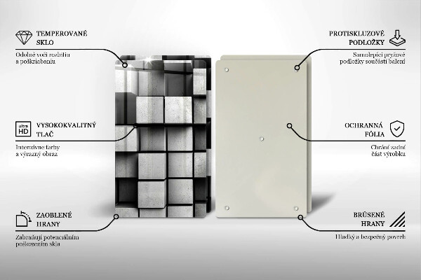 Placa de proteção para o fogão Abstração quadrados 3D