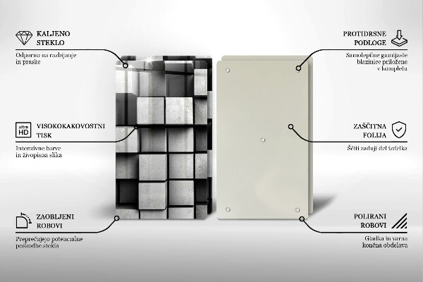 Placa de proteção para o fogão Abstração quadrados 3D