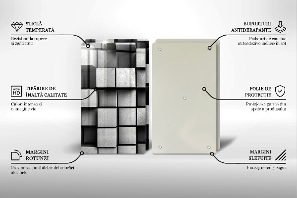 Placa de proteção para o fogão Abstração quadrados 3D