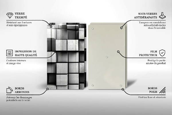 Placa de proteção para o fogão Abstração quadrados 3D