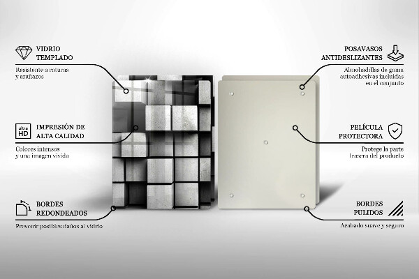 Placa de proteção para o fogão Abstração quadrados 3D