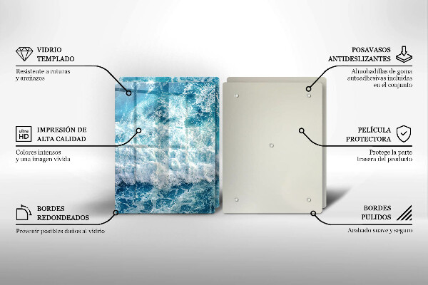 Tampa de parede do fogão a gás Água ondas do mar